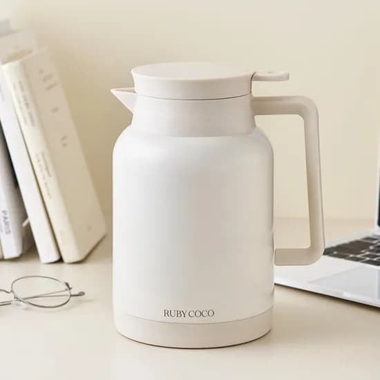 에센셜 스텐 보온보냉 물병 주전자, 크림, 1.3L, 1개