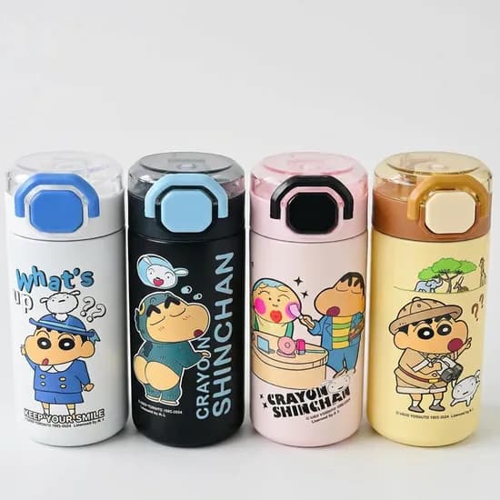 짱구 컬러풀 304 스텐 보온보냉 빨대 텀블러 블랙 560ml 1개