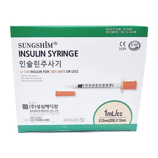 성심 인슐린 주사기 1cc 29G 13mm 100개