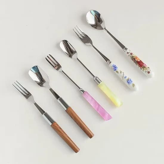 펄핸들 사각노랑 티스푼, 1개