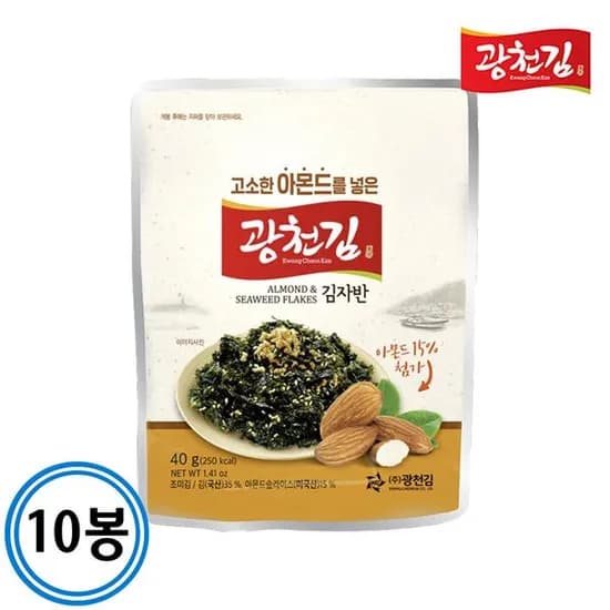 광천김 고소한 아몬드를 넣은 김자반, 40g, 10봉