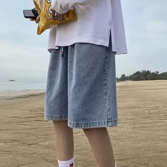 버뮤다 데님 밴딩팬츠, 연청 1개 + 흑청 1개, 2XL, 2개