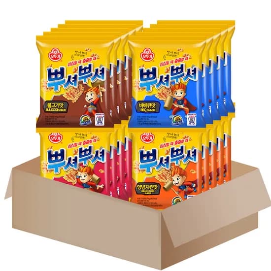 오뚜기 뿌셔뿌셔 라면 과자 세트 불고기맛 5개 외 3종 1세트