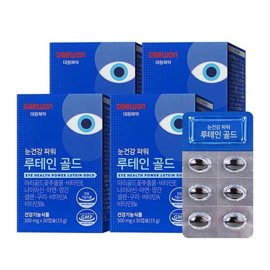 대원제약 눈건강 파워 루테인 골드, 500mg, 30캡슐, 4박스