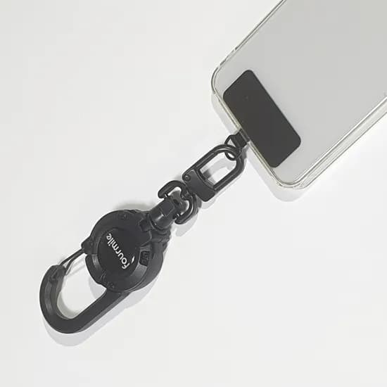 Fourmile 핸드폰 분실 도난 소매치기 방지 와이어 릴홀더, 블랙, 1개
