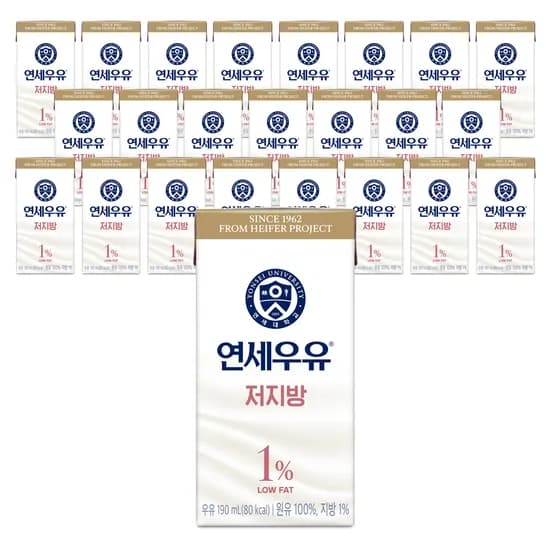 연세우유 멸균우유, 저지방, 190ml, 24개