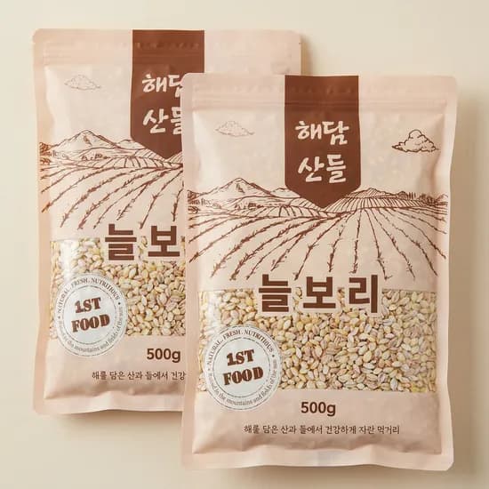 해담은산들 국내산 늘보리 500g 2봉 4,900원