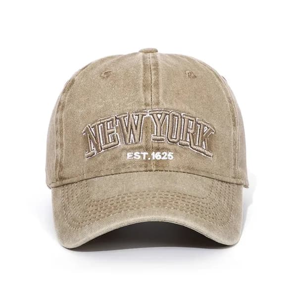 NEW YORK 레터링 빈티지 볼캡 베이지 55-60cm