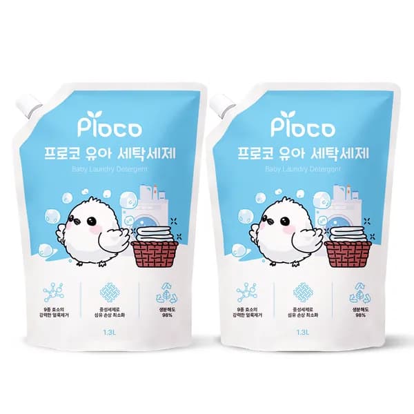 프로코 9종효소 베이비파우더 유아 세탁세제 1300ml 2개