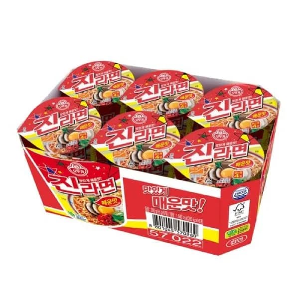 오뚜기 진라면 매운맛 컵라면 소컵 6개