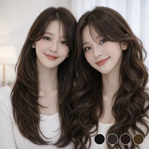 여성 똑딱이 인모 부분가발 C컬 내추럴블랙 1개