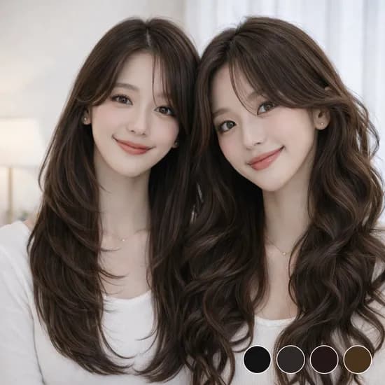 여성 똑딱이 인모 부분가발 S컬 다크브라운 1개