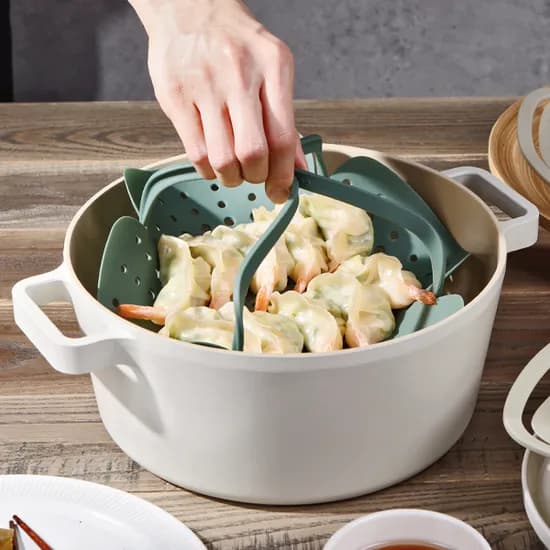 인콕 실리콘 찜기 날개형, 올리브그린, 24cm, 1개
