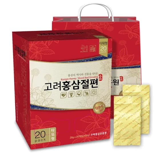 고려홍삼진흥원 고려홍삼절편 타워형 20g 20개 쇼핑백 포함