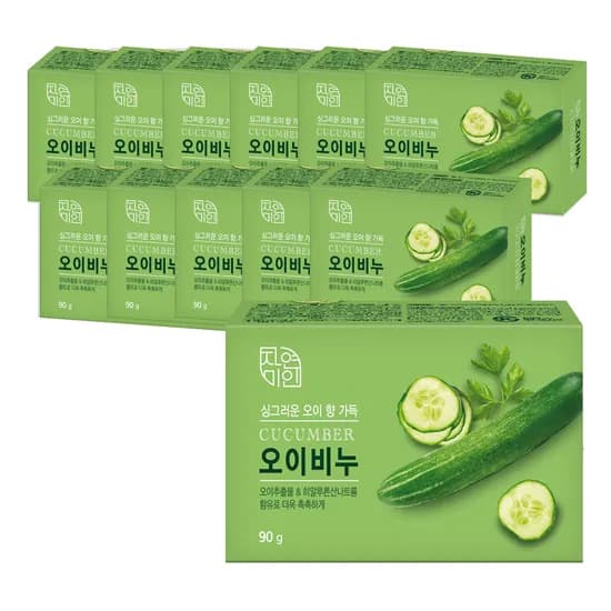 무궁화 자연미인 오이 비누, 90g, 12개