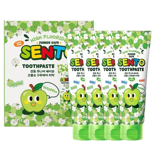센토 주니어 세이프 구취케어 치약 사과향, 120g, 4개