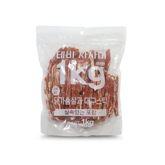 테비 강아지간식, 테비 닭가슴살&대구스틱, 1kg, 1개