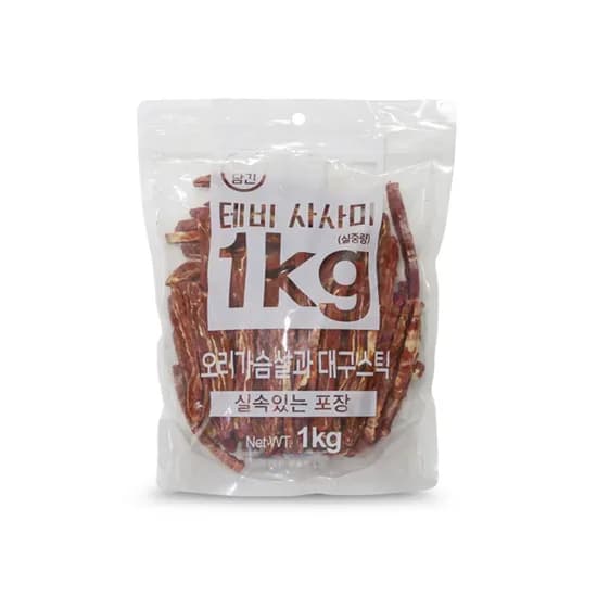 테비 강아지간식 오리가슴살&대구스틱 1kg 1개