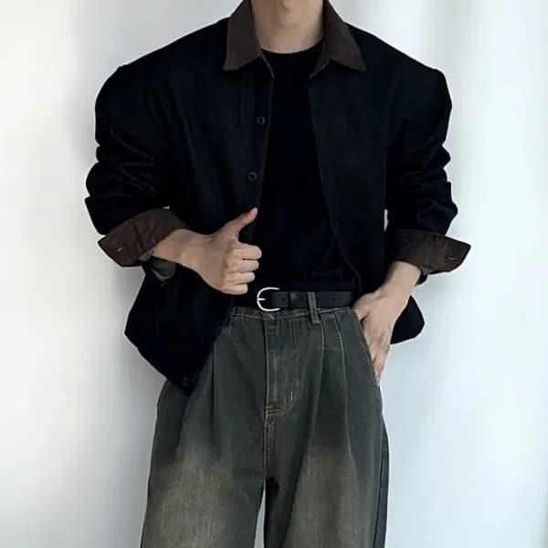 Modrick 스트럭처드 크롭 데일리 워크 자켓, 흑청, FREE