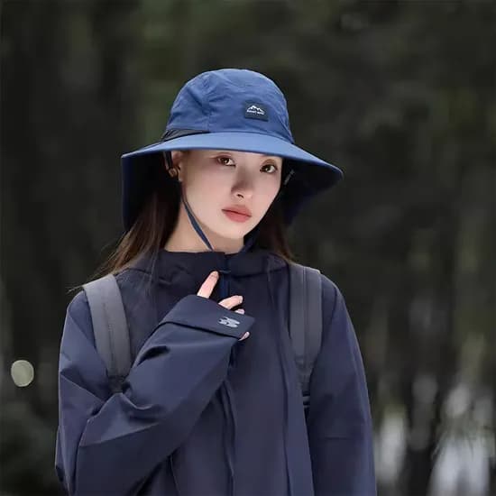 여성 등산 모자 햇빛 가리개 자외선 차단 목가림 버킷햇, 네이비, 52~60cm