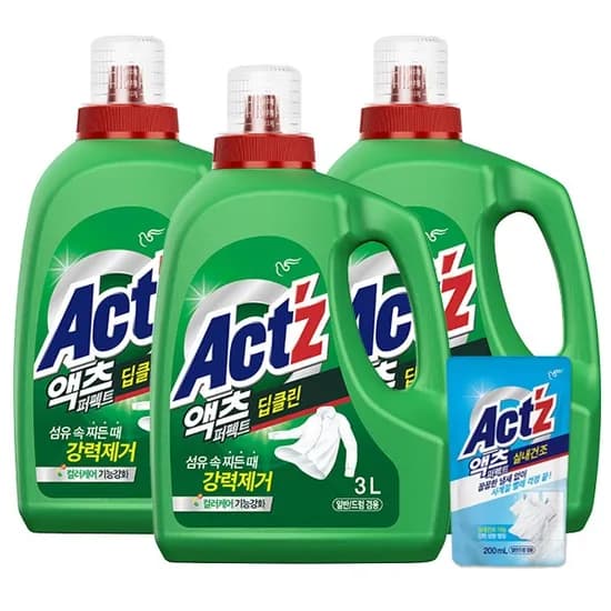 피죤 액츠 퍼펙트 세탁세제 딥클린 일반드럼겸용 3L x 3개