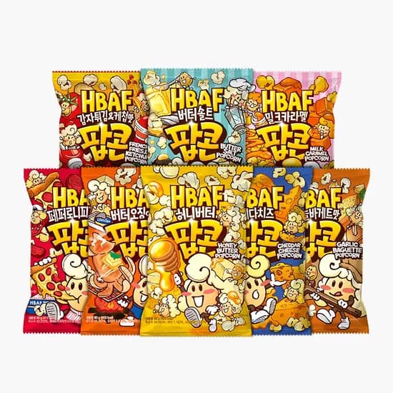 HBAF 팝콘 맛보기 세트, 8종, 1세트