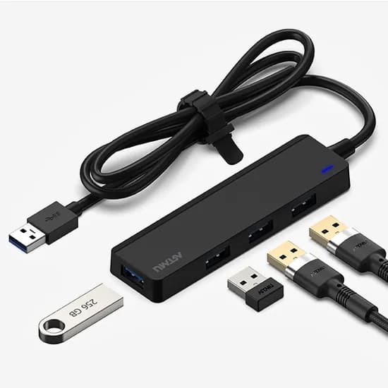 아트뮤 USB A타입 4포트 5Gbps 멀티 허브 1.5m BH110, 블랙, 1개