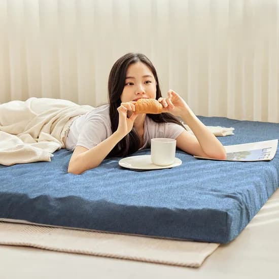 따잠 12존 폴딩 침대 토퍼 매트리스, 패브릭블루, 멀티싱글, 7cm