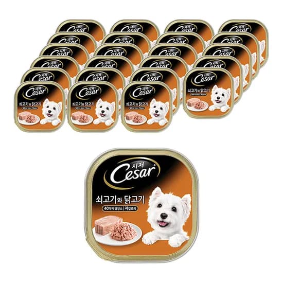 시저 주식캔, 강아지, 쇠고기와 닭고기, 100g, 24개입, 1개