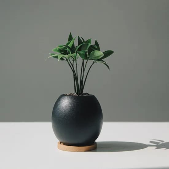 죽백 흑자기세트, 흑자기(세로), 원형받침 7.5cm, 화산석 블랙, 1개