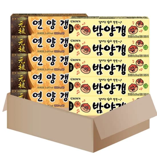 크라운 달달 양갱 세트 밤양갱 5개 연양갱 5개 50g 1팩