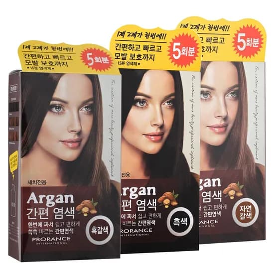 프로랑스 아르간 간편 염색약 흑색 흑갈색 1+1 구성 총 2개