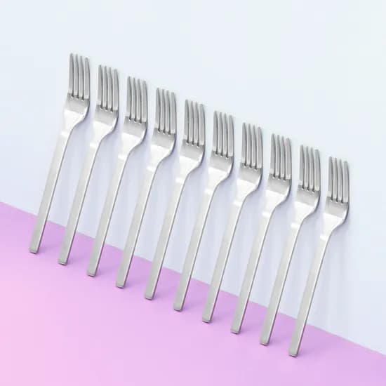 키친왕 심플 샤틴 디저트포크, 실버, 10개입, 1개