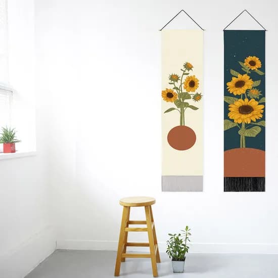 해바라기 그림 캔버스 풍수 그림 족자, A타입 네이비, 130cm