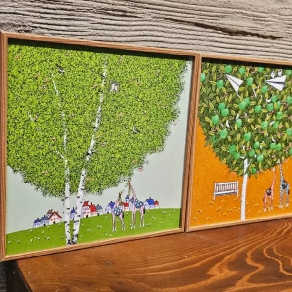 인테리어 액자 우드색 20.5x20.5cm 2개 세트