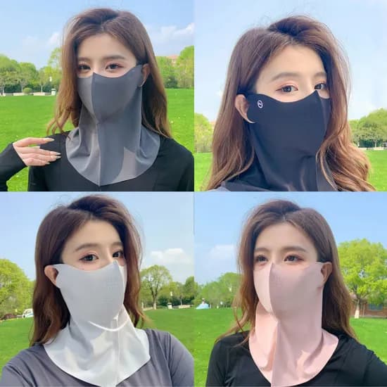 3D 아이스실크 넥페이스 가드 자외선차단 연그레이 2개 핑크 2개 FREE 1세트