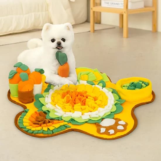 레토 강아지 노즈워크 장난감 플라워 소리나는 당근밭 담요매트, LDG-NW02, 60cm, 1개