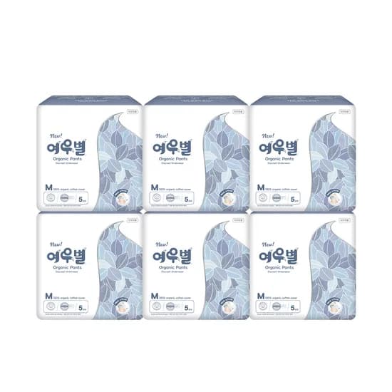 여우별 오가닉 팬티형 생리대 입는 오버나이트 중형 5매입 6개