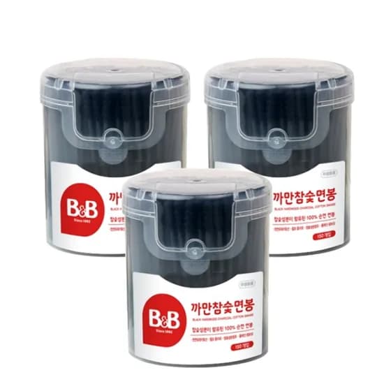 비앤비 까만참숯 면봉, 150개입, 3개
