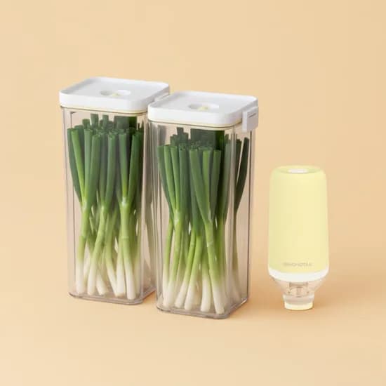 모노테일 세보리 무선 미니 진공포장기 VP901, 진공 밀폐용기 1770ml 2개, 무선 진공포장기 1개