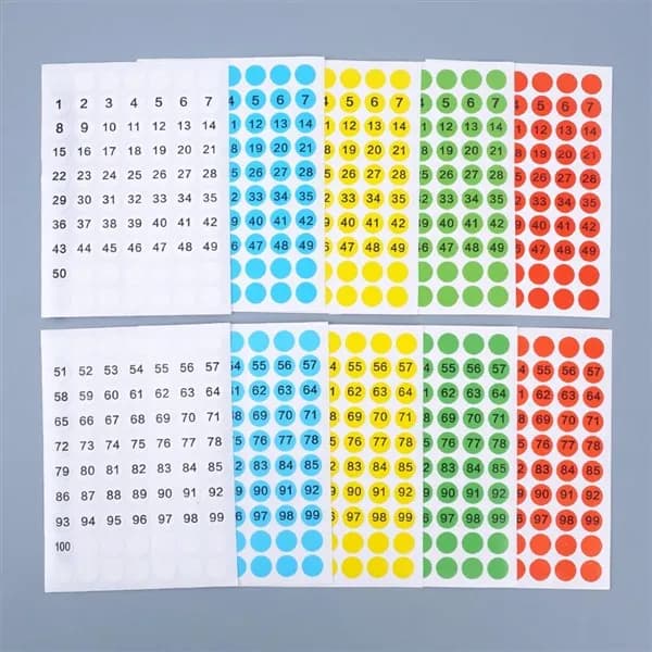 골든트리 컬러 원형 숫자 번호 스티커 1-50 블루 10매입