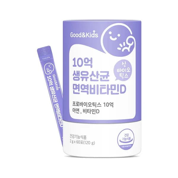 내츄럴플러스 굿앤키즈 10억 생유산균 면역비타민D 60포 1통