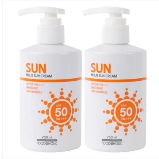 푸드어홀릭 멀티 선크림 SPF50 PA+++, 펌프형, 백탁 없음, 250ml, 2개