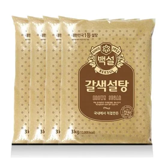 CJ제일제당 백설 갈색설탕 3kg 4봉