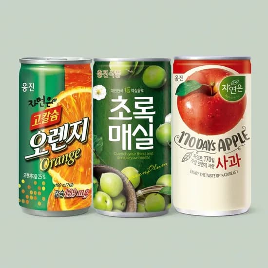 웅진 초록매실 5캔 외 2종 180ml 총 15캔