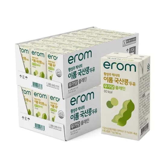 이롬 황성주 박사의 국산콩 두유 무가당, 190ml, 48팩