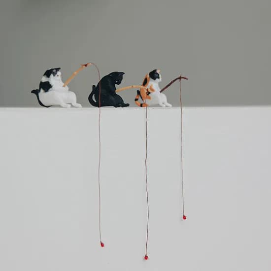 펫플랜트 미니어처 낚시고양이 데코소품, 삼색뚱냥이, 3cm