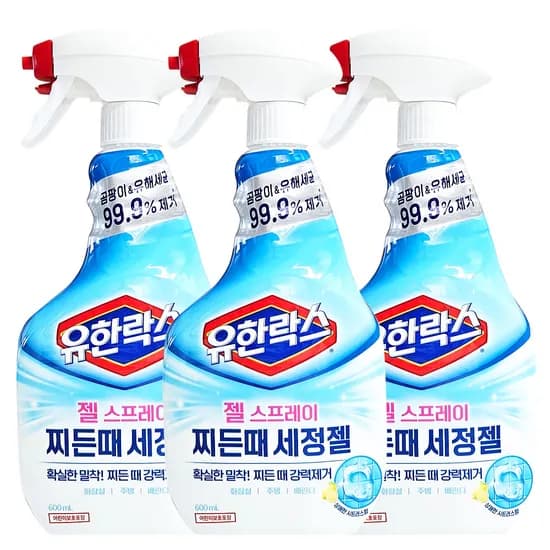 유한락스 찌든때 세정젤 스프레이 600ml 3개