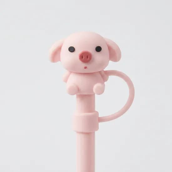 실리콘 빨대뚜껑 꿀꿀이 1개
