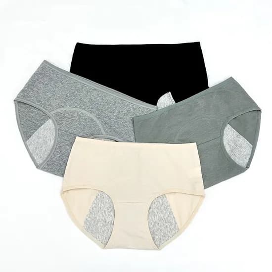 라이프그래피 위생 순면 생리팬티, 스킨+블랙+그레이+진그레이, XL, 4개